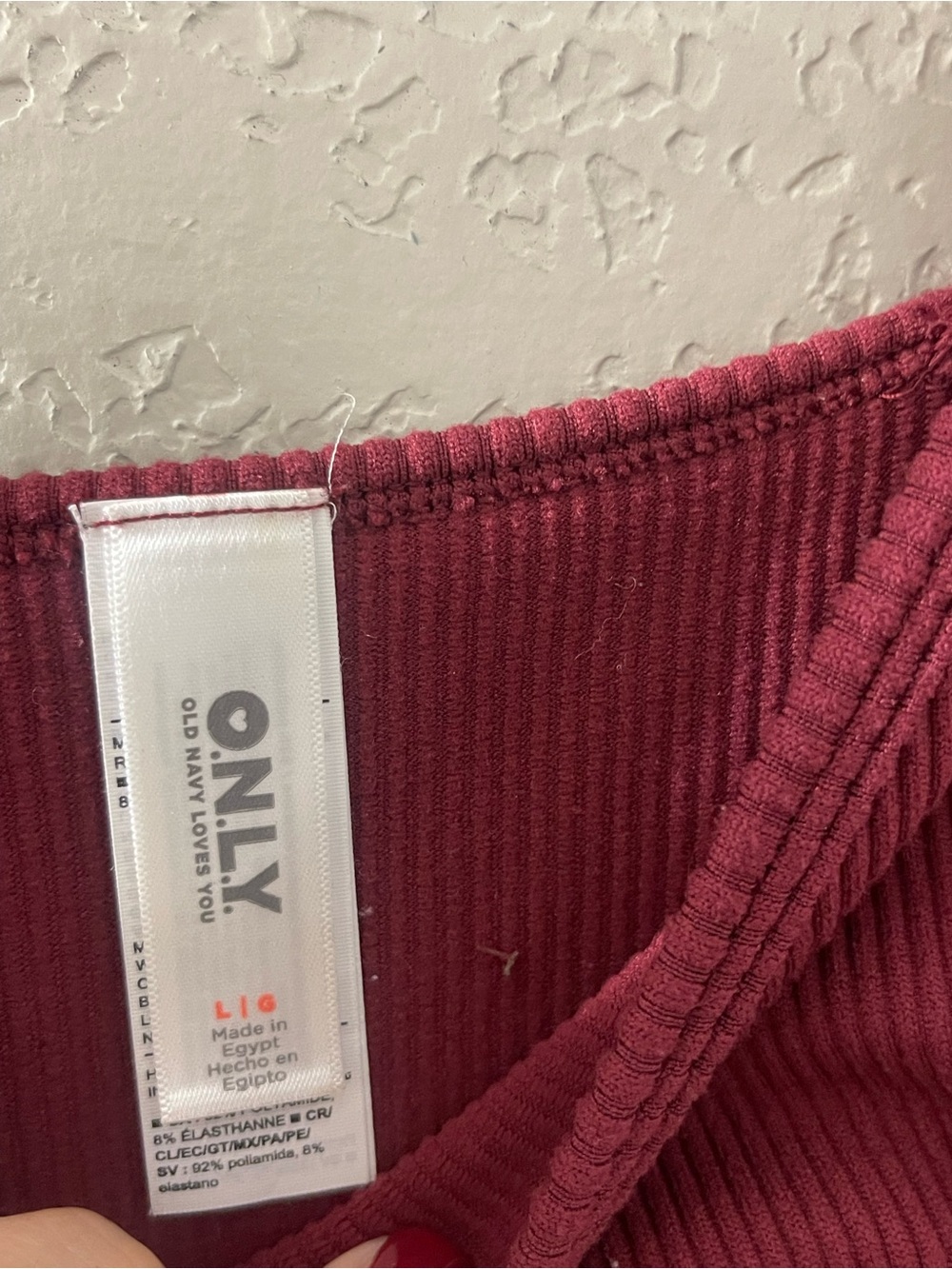 Only Ribbed Wine V-Neck Tank Top Large - Picture 5 of 5